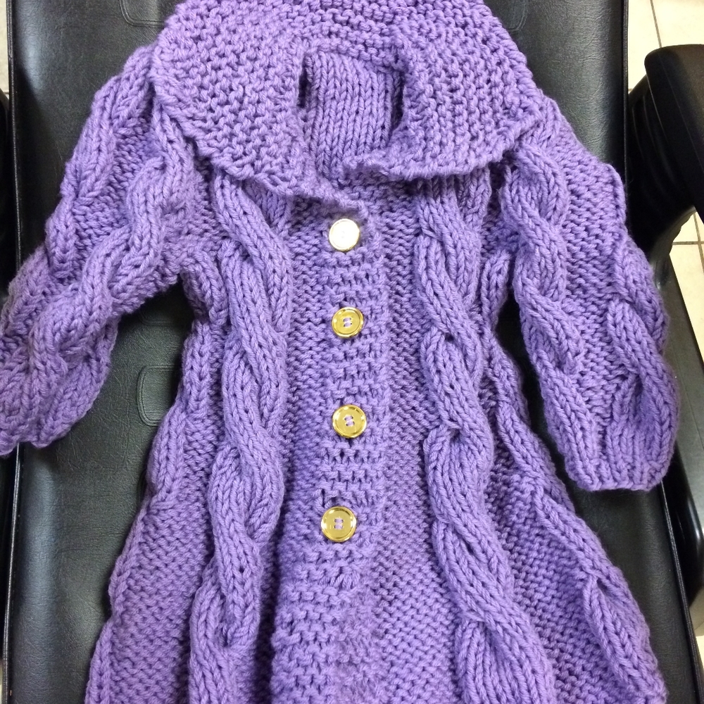 Purple handmade sweater for girl